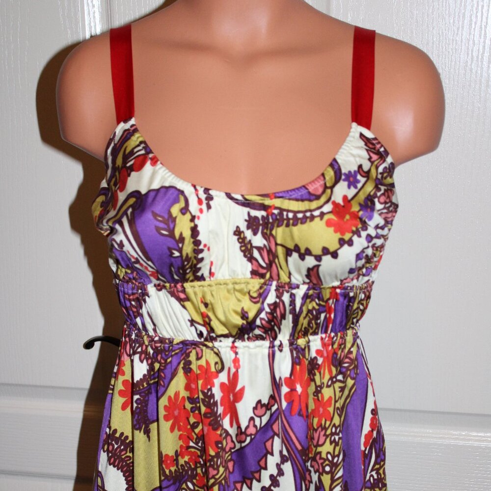 NEW! Hale Bob Size SMALL BOHO Paisley Floral Silk Baby Doll Empire Tank Top